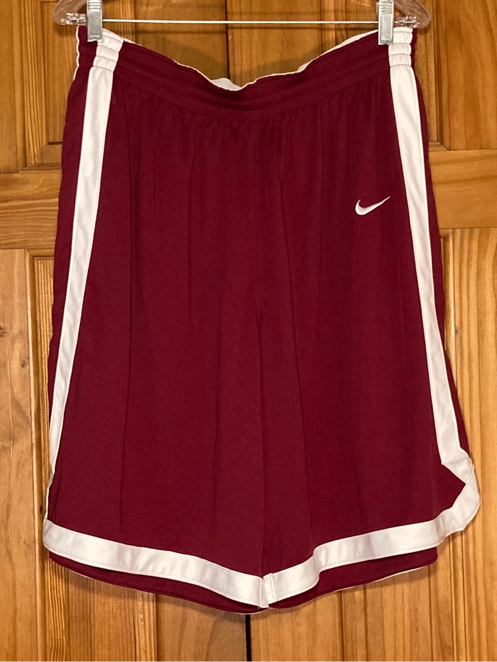 NWOT Nike Dri Fit Basketball Athletic Shorts Long Maroon White Men's M Medium